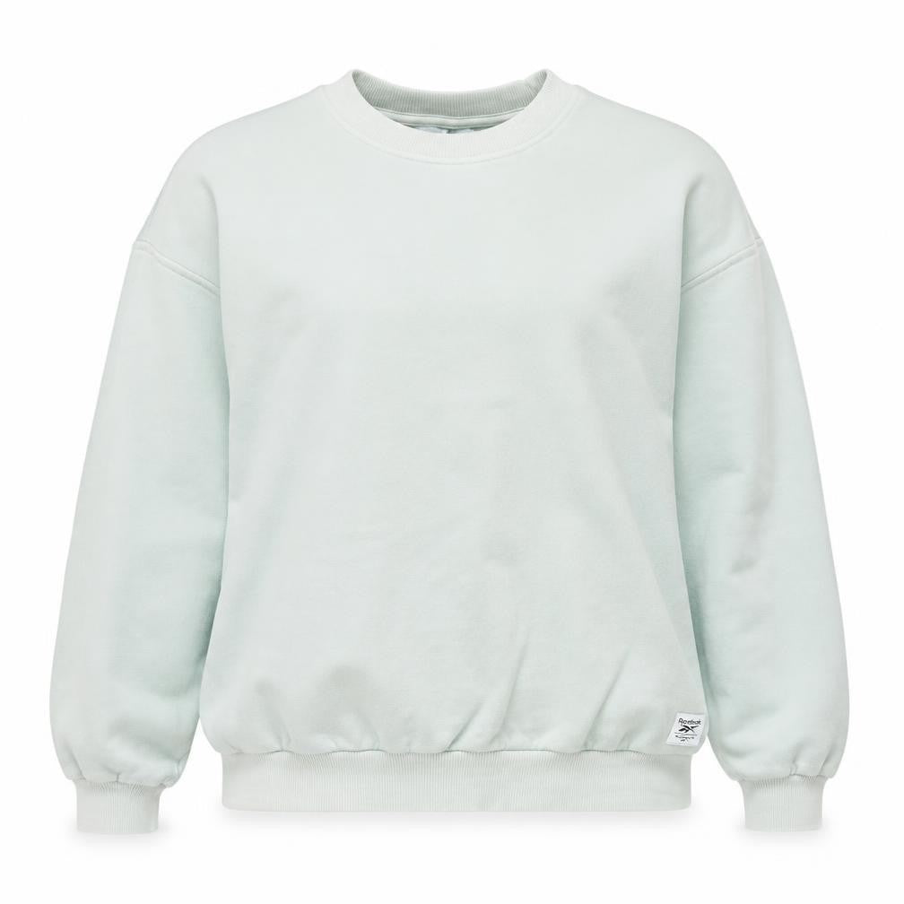 Reebok Womens Sweatshirt Mint Green L Cotton Pullover Crew Neck