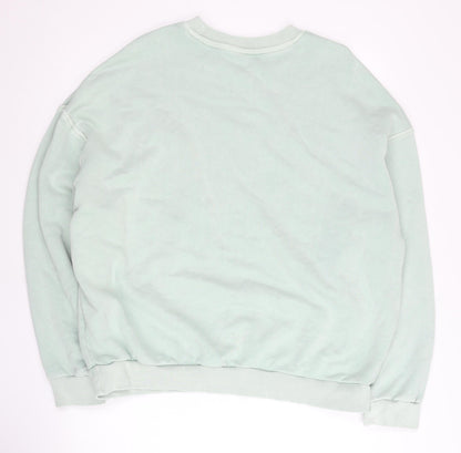Reebok Womens Sweatshirt Mint Green L Cotton Pullover Crew Neck