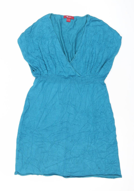 Monsoon Women’s Blue Size 12 Empire Waist V-Neck Jersey Dress
