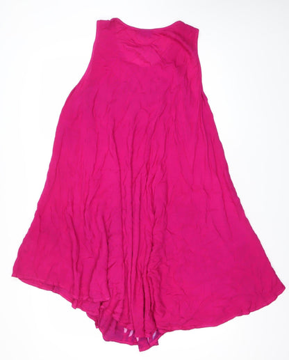 Kushi Women’s Pink Viscose Sleeveless Swing Midi Dress S