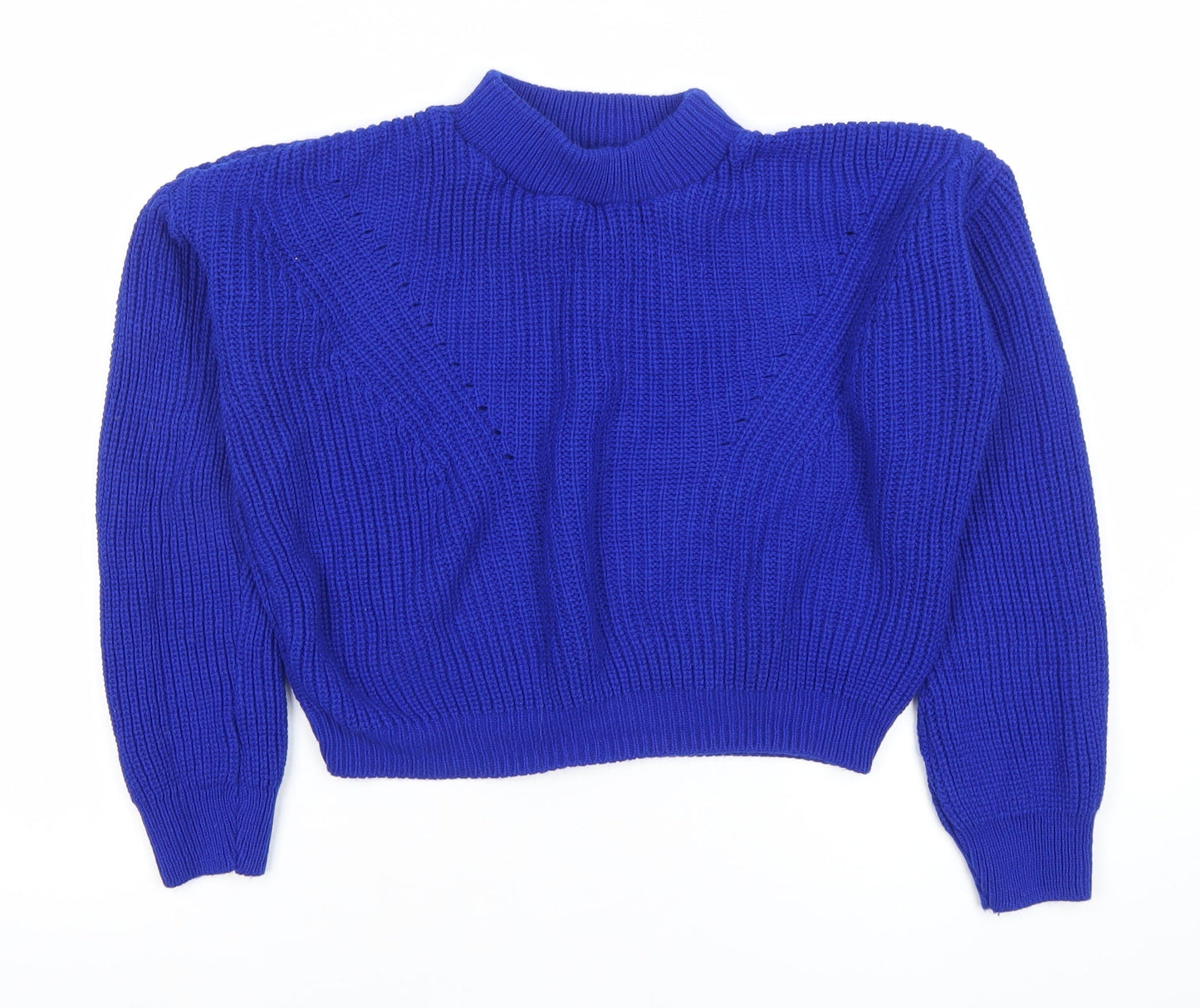 Boohoo Women’s Blue Mock Neck Chunky Knit Pullover Jumper Size L