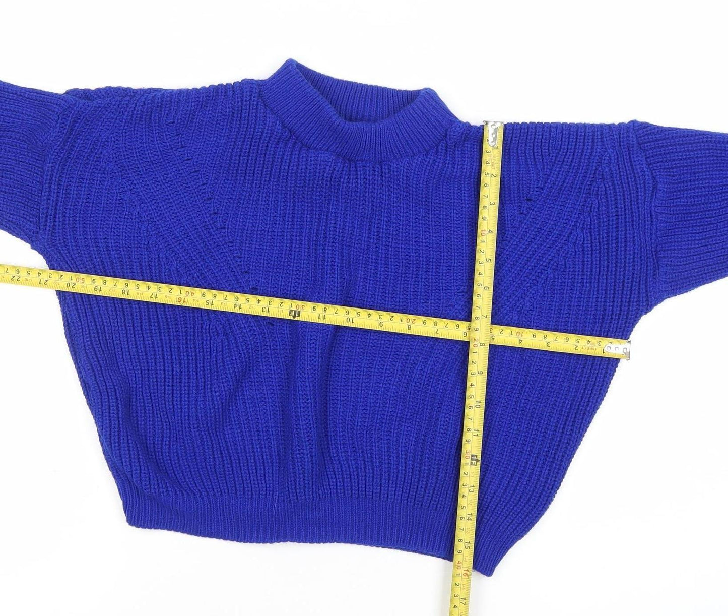 Boohoo Women’s Blue Mock Neck Chunky Knit Pullover Jumper Size L