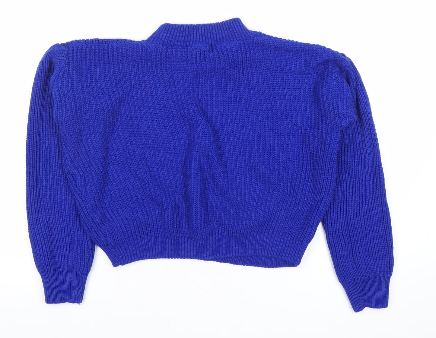 Boohoo Women’s Blue Mock Neck Chunky Knit Pullover Jumper Size L
