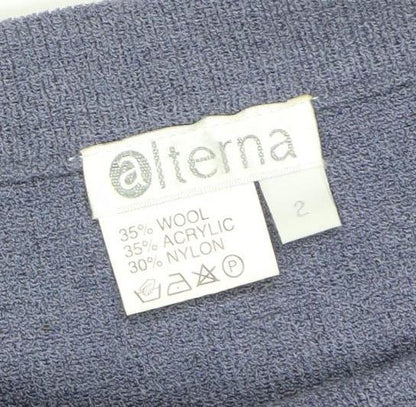 Alterna Womens Blue Wool Blend Knit Pencil Skirt Size 2XS