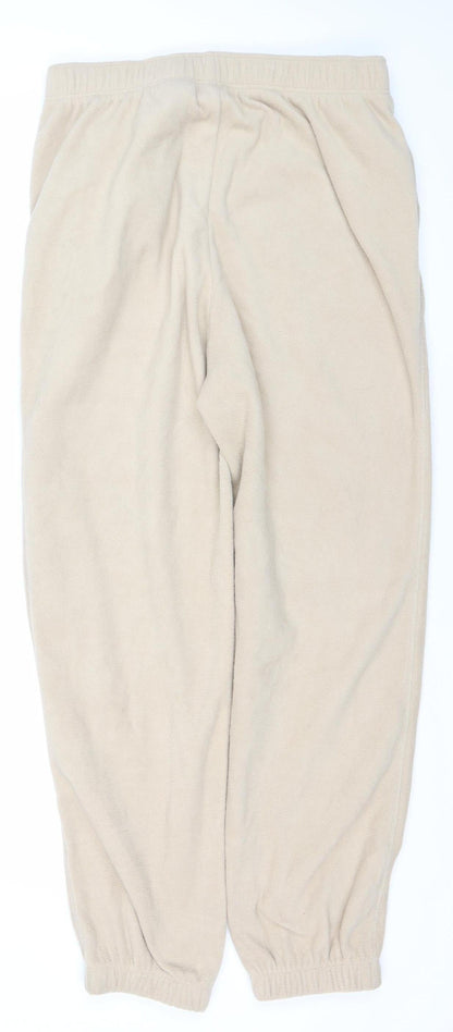 H&M Women Beige Fleece Sweatpants Trousers Size 12 Regular Fit