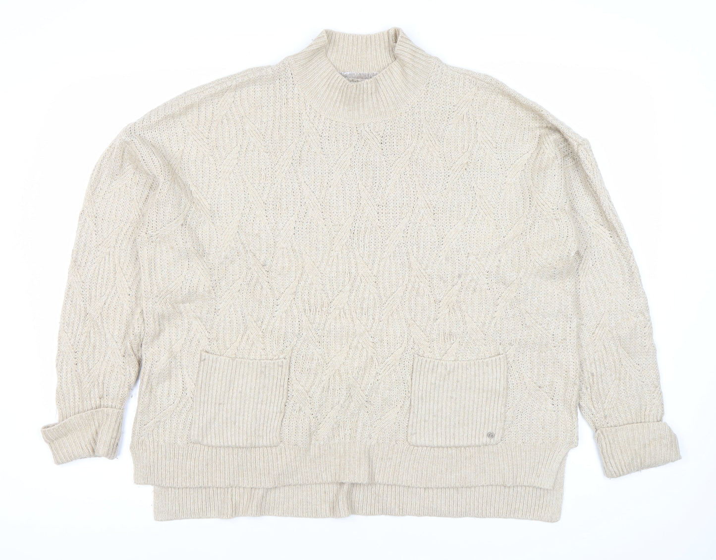 Womens UK Size 14 Fat Face Beige Pullover Jumper