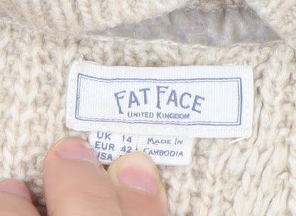 Womens UK Size 14 Fat Face Beige Pullover Jumper