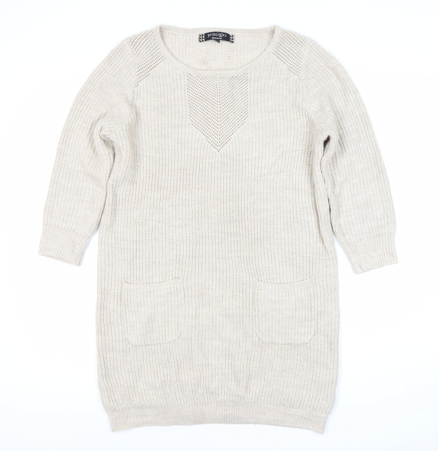 Principles Women’s Beige Knit Jumper Dress Size 14