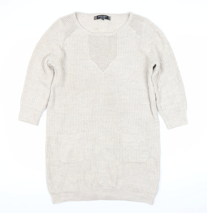 Principles Women’s Beige Knit Jumper Dress Size 14