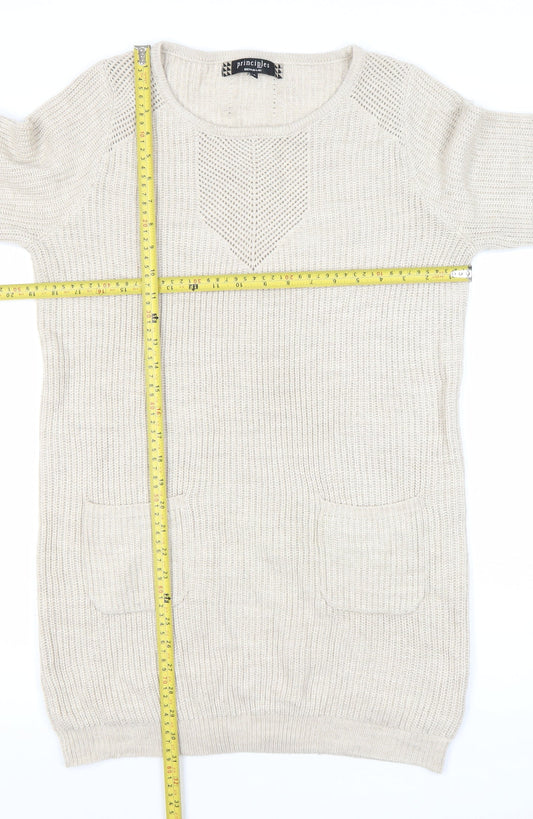 Principles Women’s Beige Knit Jumper Dress Size 14