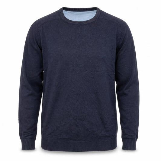 Casa Moda Men’s Blue Cotton Crew Neck Pullover Jumper L
