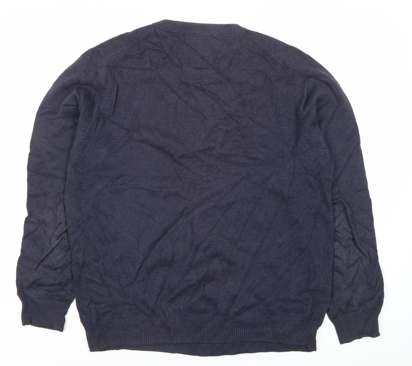 Casa Moda Men’s Blue Cotton Crew Neck Pullover Jumper L
