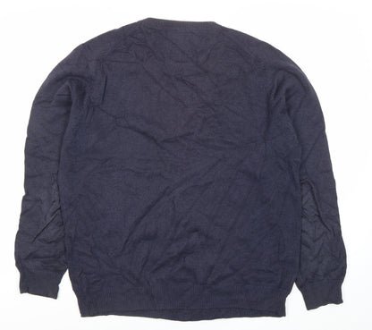 Casa Moda Men’s Blue Cotton Crew Neck Pullover Jumper L