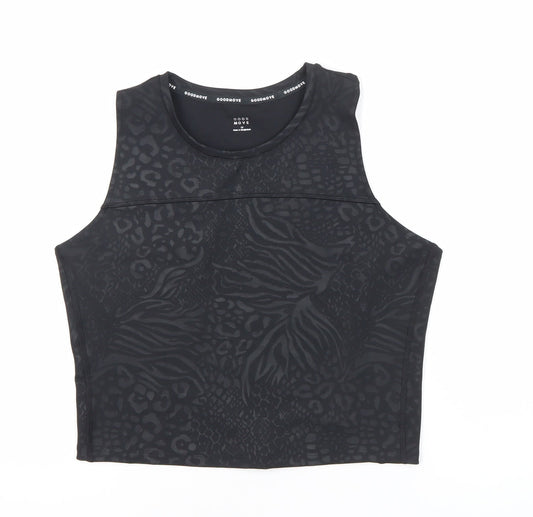 Marks and Spencer Womens Black Animal Print Racerback Tank Top Size 16