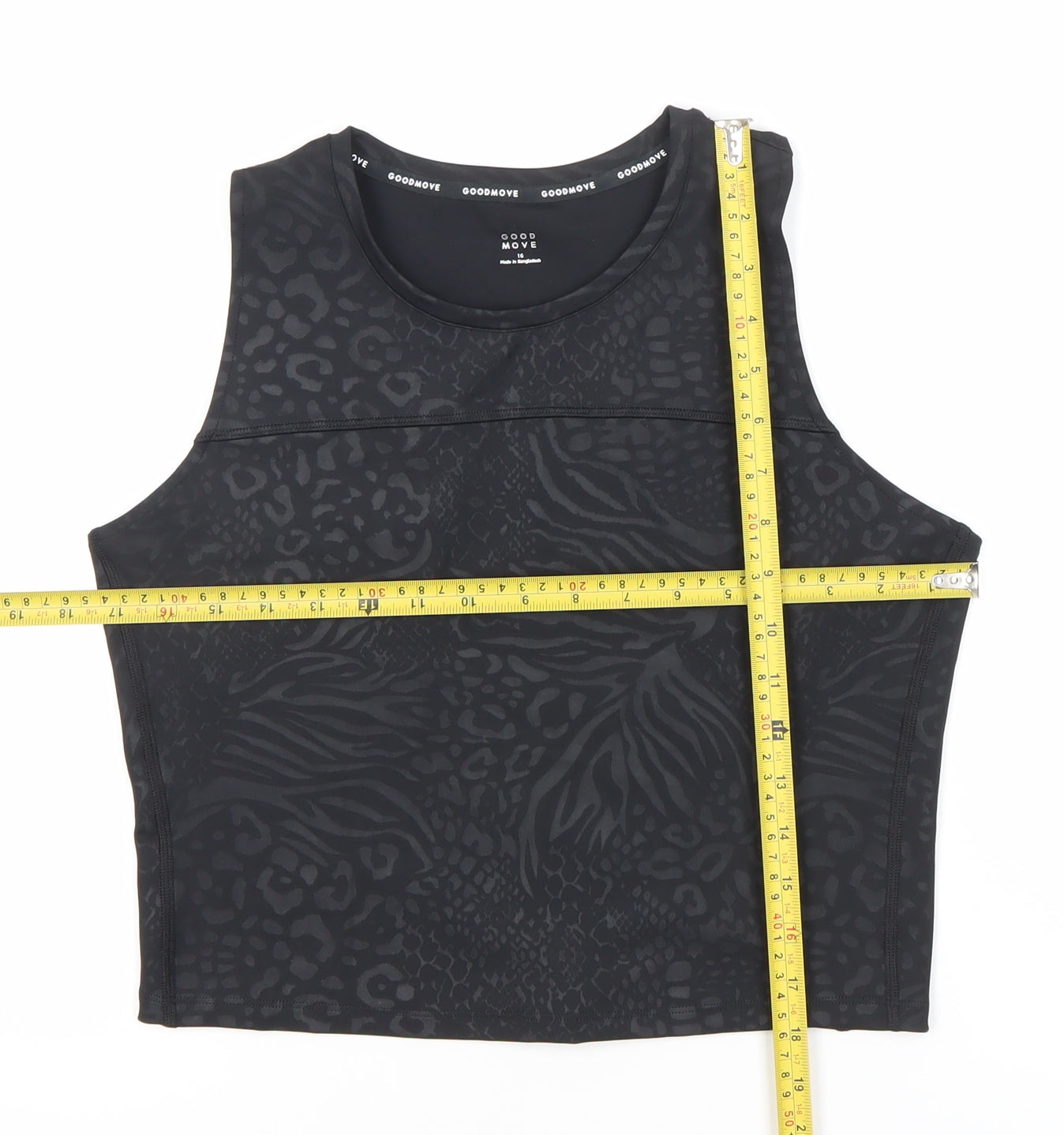 Marks and Spencer Womens Black Animal Print Racerback Tank Top Size 16