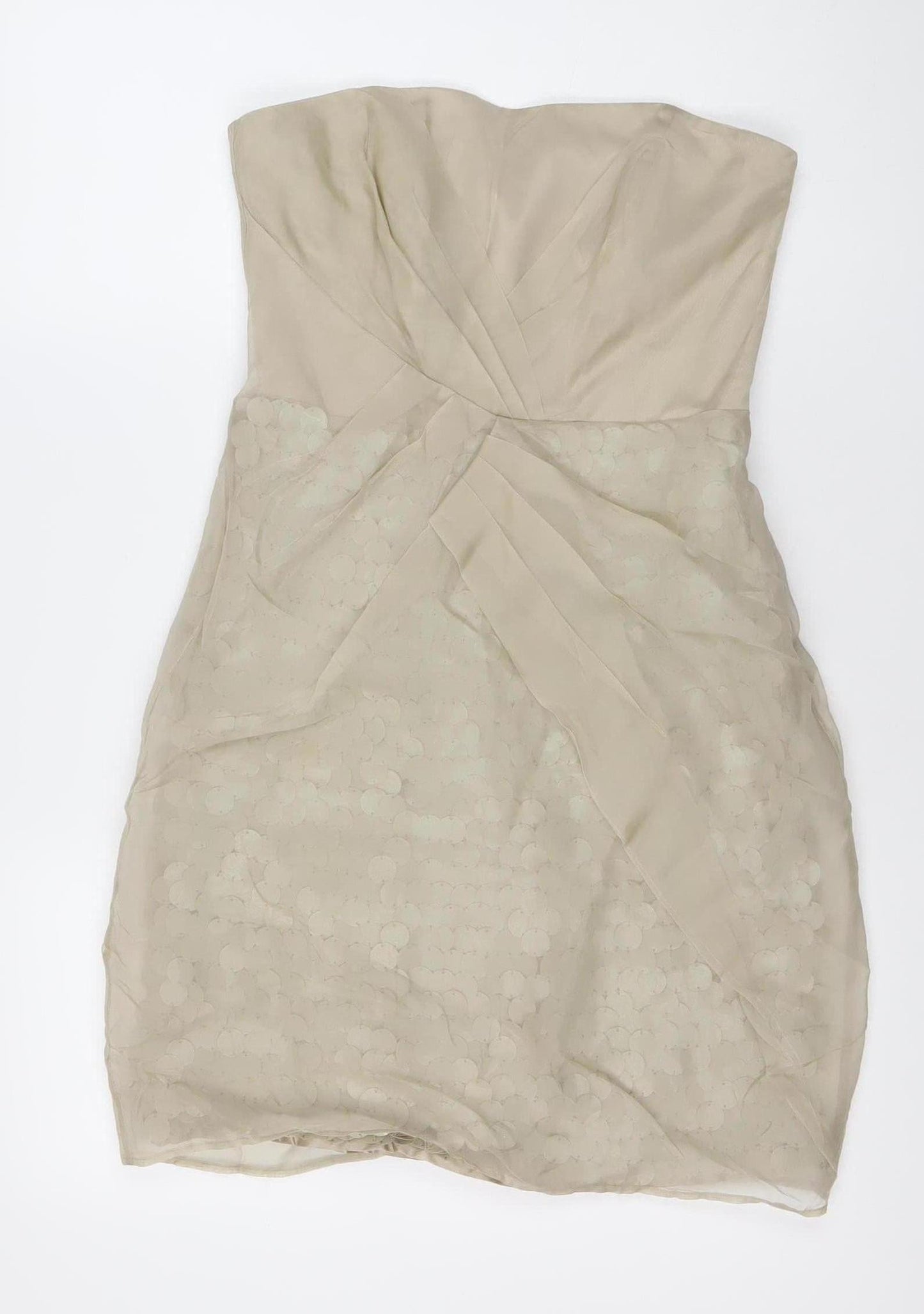 Karen Millen Women Beige Strapless Sequin Bodycon Dress Size 10