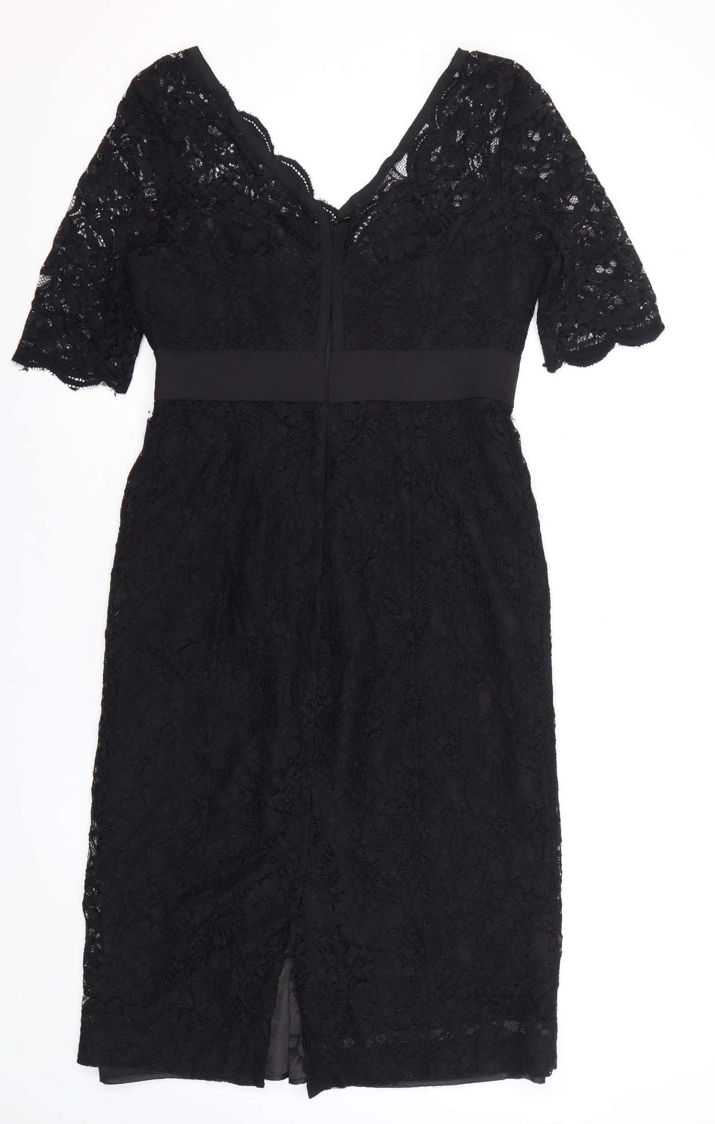 NOOSNOW Women’s Black Lace Beaded V-Neck Sheath Dress Size 10