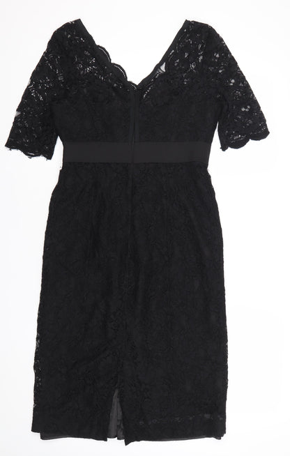 NOOSNOW Women’s Black Lace Beaded V-Neck Sheath Dress Size 10