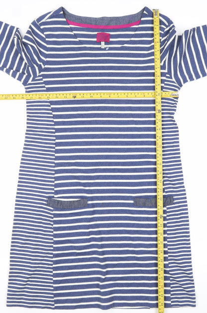 Joules Women’s Blue Striped Shift Dress UK 14 3/4 Sleeve Casual