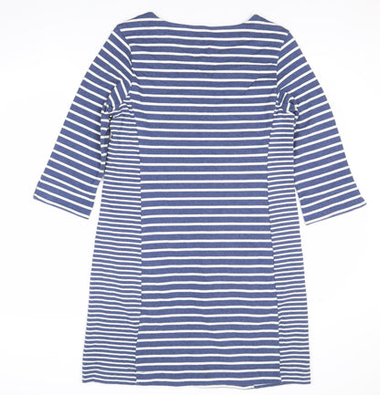 Joules Women’s Blue Striped Shift Dress UK 14 3/4 Sleeve Casual
