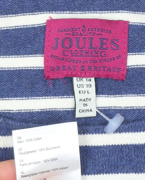 Joules Women’s Blue Striped Shift Dress UK 14 3/4 Sleeve Casual
