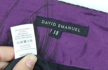 David Emanuel Women’s Purple Floral A-Line Skirt Size 18