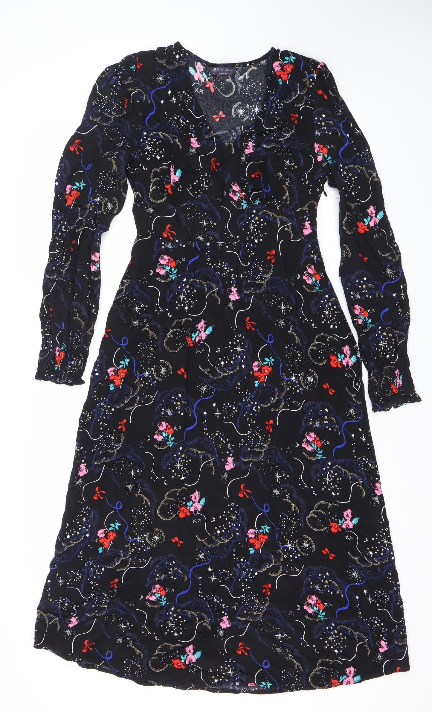 Marks and Spencer Womens Multicoloured Viscose Sheath Dress Size 8