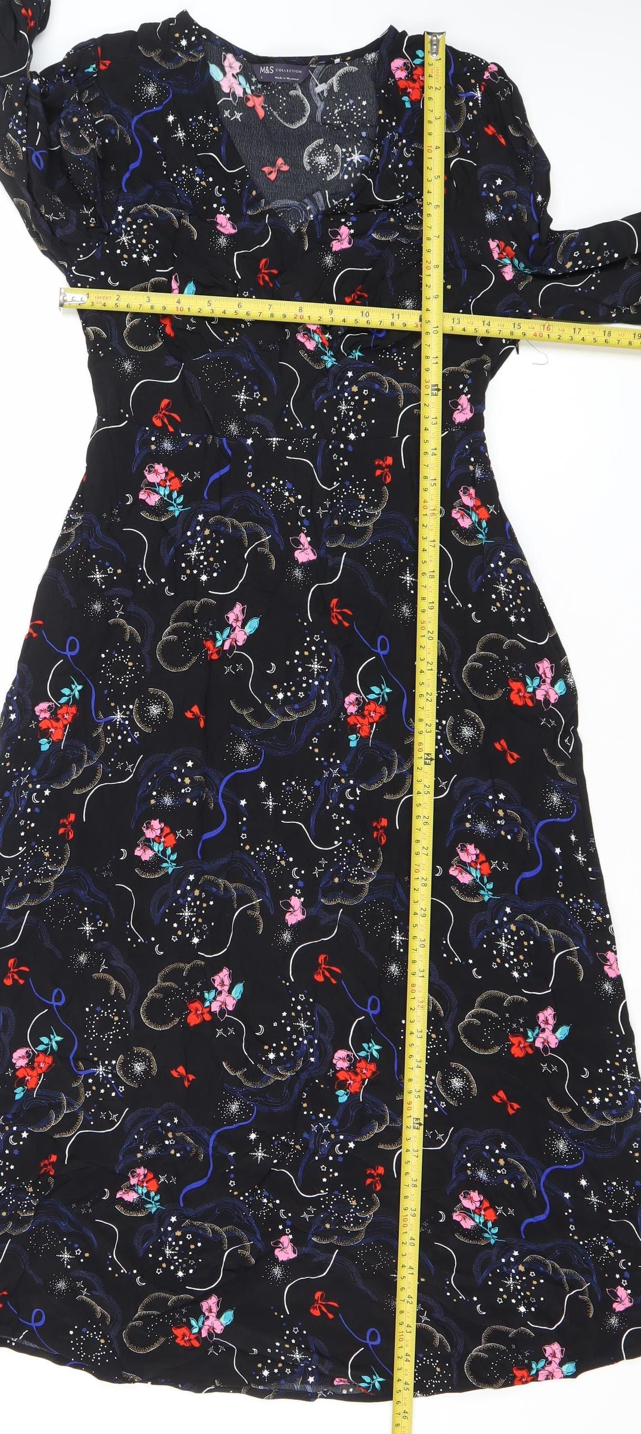 Marks and Spencer Womens Multicoloured Viscose Sheath Dress Size 8