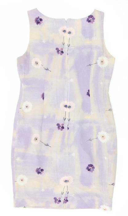 Principles Women’s Purple Silk Floral Sheath Dress UK 12