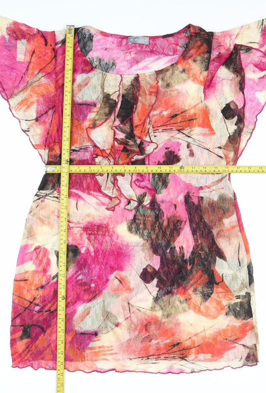 Per Una Womens Multicoloured Size 16 Shift Dress Flutter Sleeve