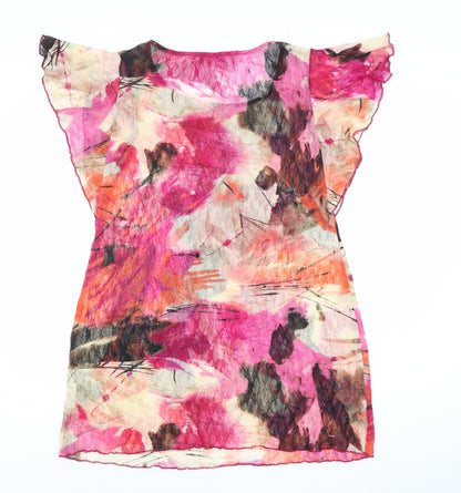 Per Una Womens Multicoloured Size 16 Shift Dress Flutter Sleeve