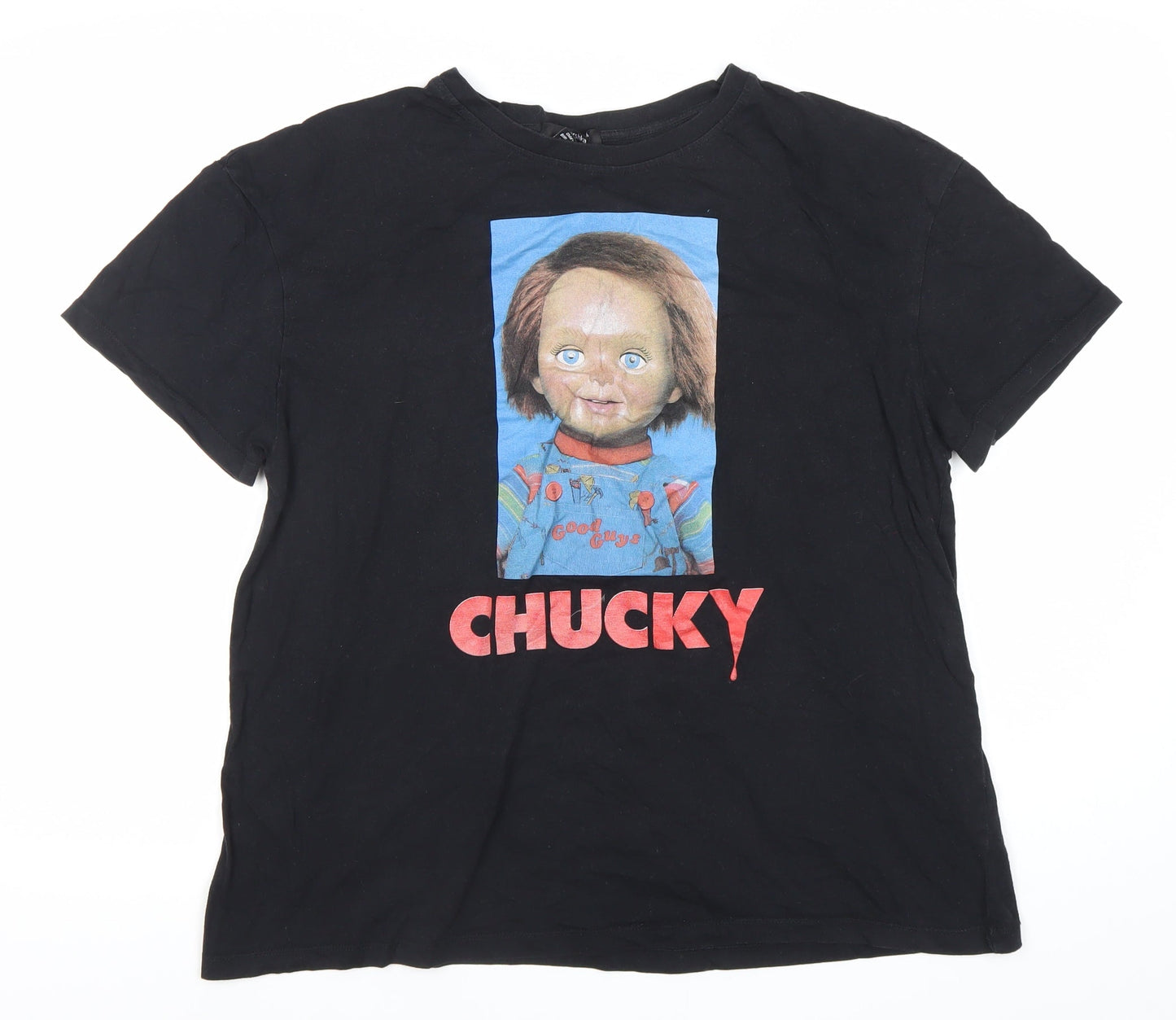 Bershka Womens Black Chucky Horror Graphic T-Shirt Size L