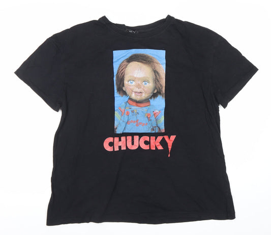 Bershka Womens Black Chucky Horror Graphic T-Shirt Size L