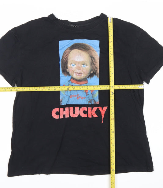 Bershka Womens Black Chucky Horror Graphic T-Shirt Size L