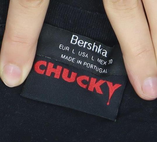 Bershka Womens Black Chucky Horror Graphic T-Shirt Size L