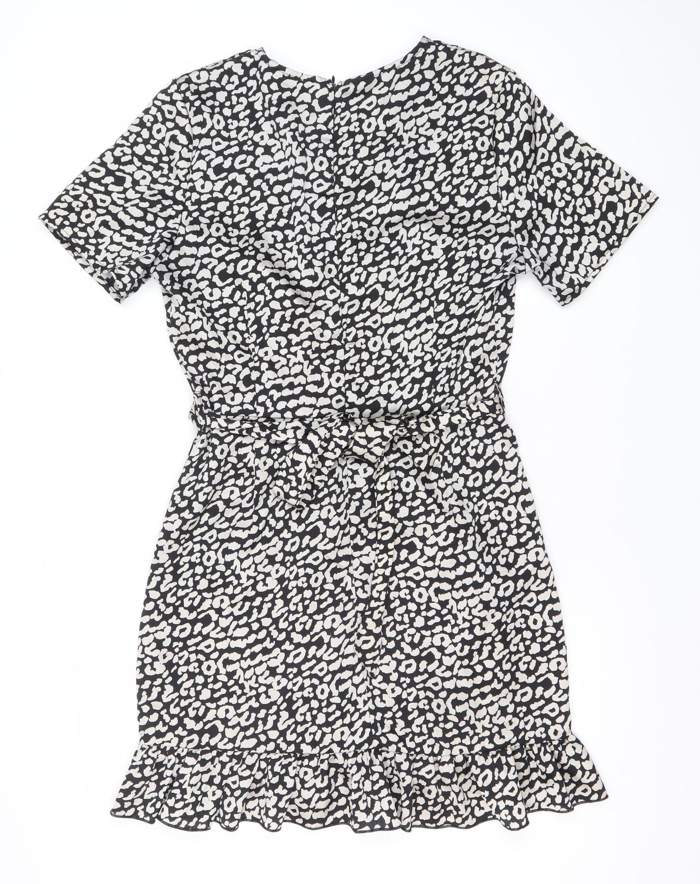 Quiz Womens Black Animal Print Short Bodycon Dress Size 12