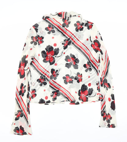 Laura Ashley Womens Floral Silk Ruffle Blouse UK 12 Multicoloured