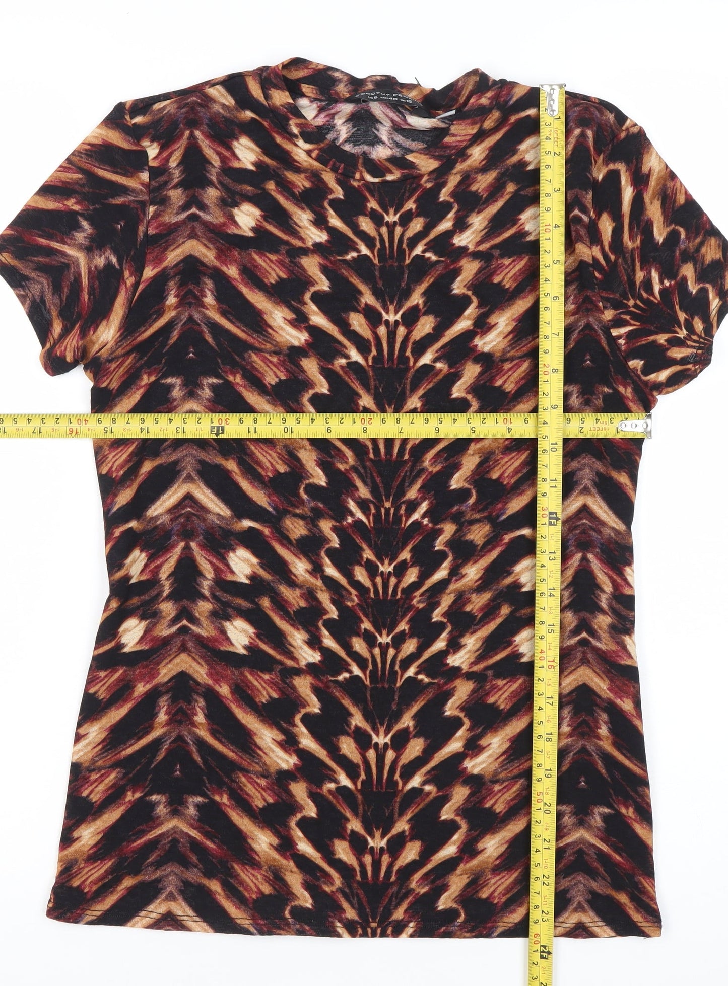 Womens UK Size 12 Dorothy Perkins Multicoloured Basic T-Shirt
