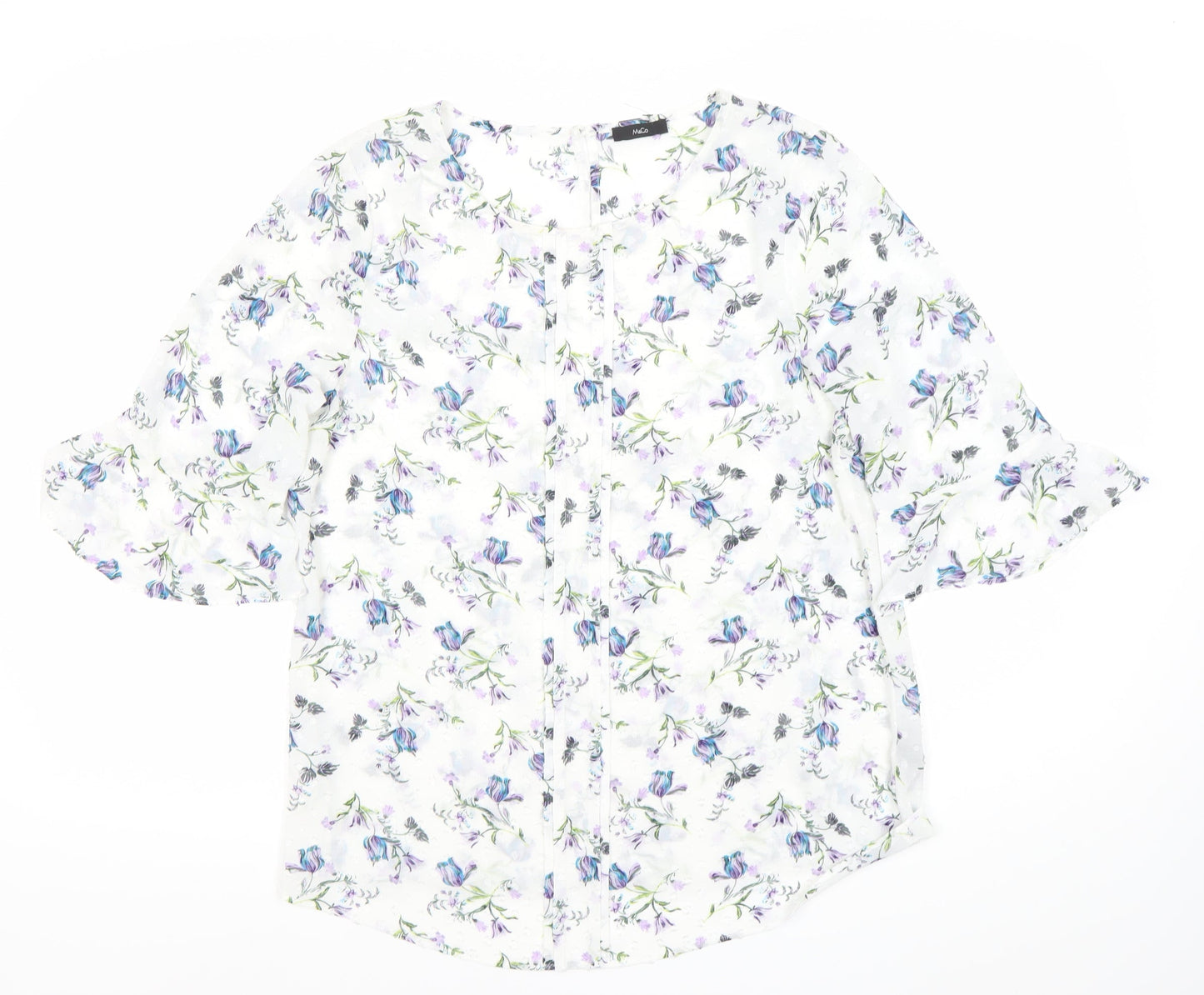 M&Co Women’s Ivory Floral Blouse Size 12 Tunic Style 3/4 Sleeve