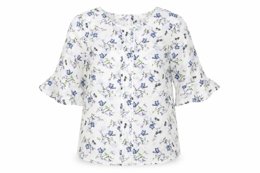 M&Co Women’s Ivory Floral Blouse Size 12 Tunic Style 3/4 Sleeve