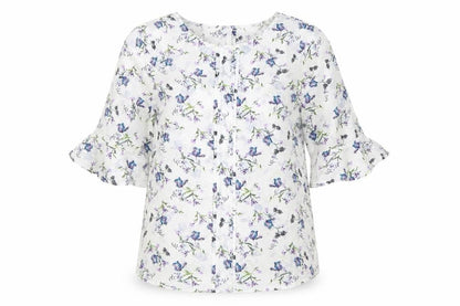 M&Co Women’s Ivory Floral Blouse Size 12 Tunic Style 3/4 Sleeve