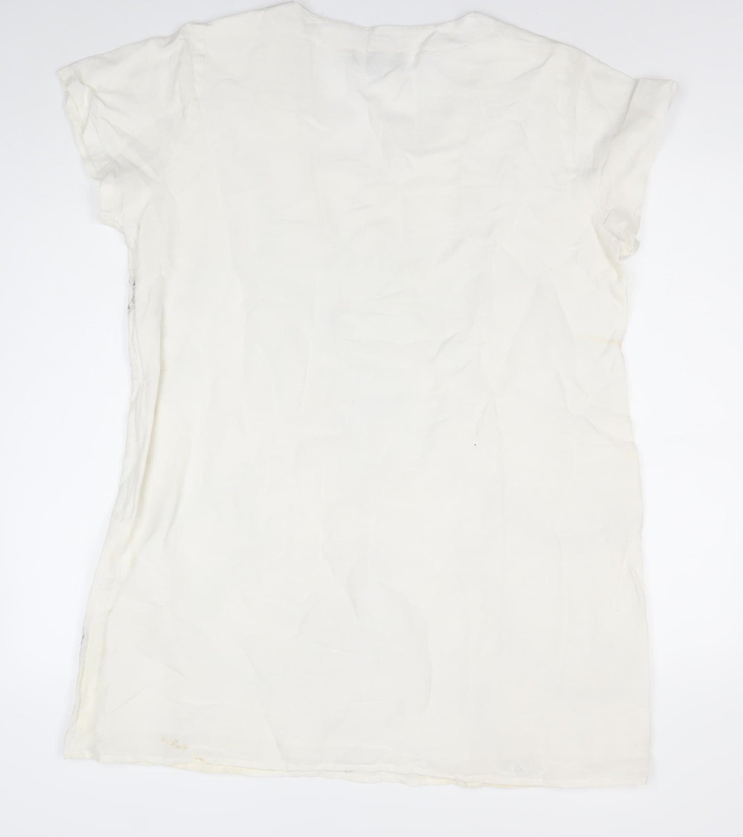 Cerulean Collection Women Ivory Shift Dress L Linen Cotton Embroidered