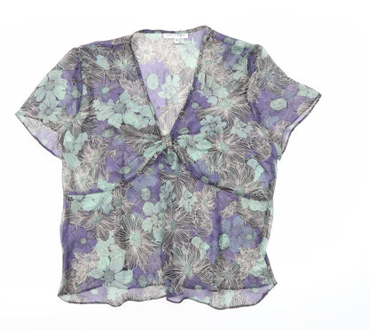 Gray & Osbourn Womens Multicoloured Floral Chiffon Blouse UK 16