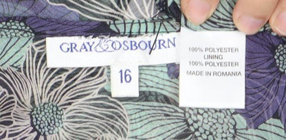 Gray & Osbourn Womens Multicoloured Floral Chiffon Blouse UK 16