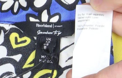 Womens UK Size 8 River Island Multicoloured Cropped Blouse
