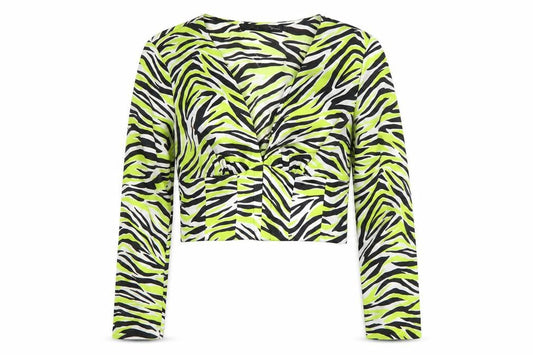 Bershka Womens Multicoloured Zebra Print Cropped Blouse Size 8