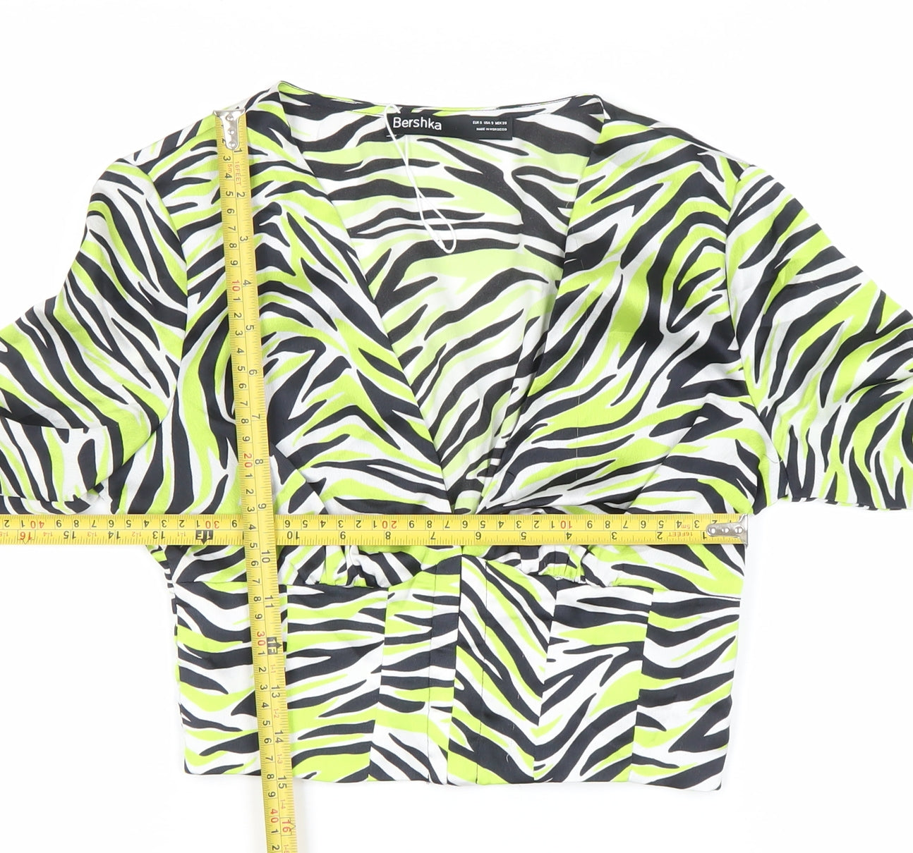 Bershka Womens Multicoloured Zebra Print Cropped Blouse Size 8
