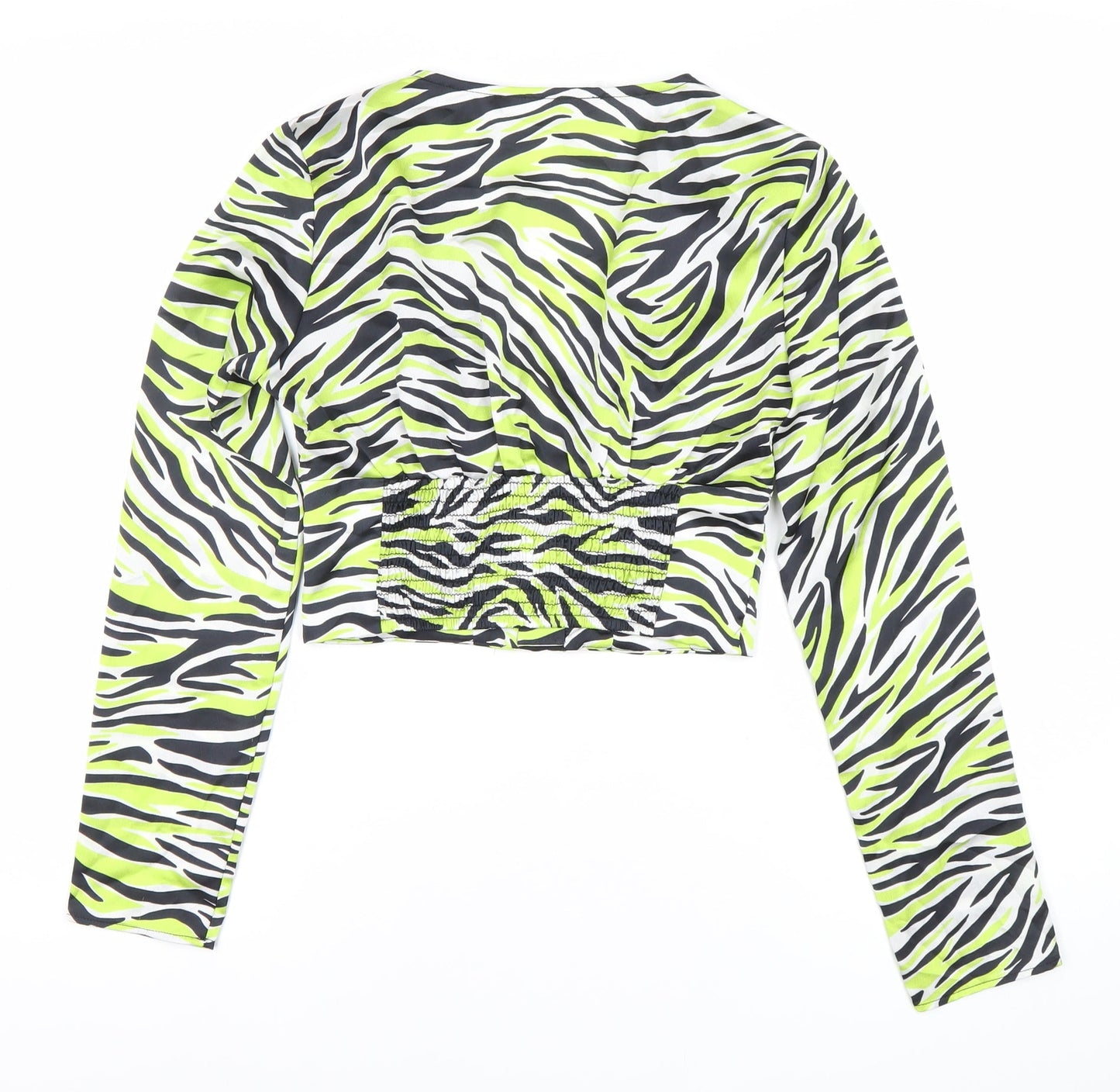 Bershka Womens Multicoloured Zebra Print Cropped Blouse Size 8