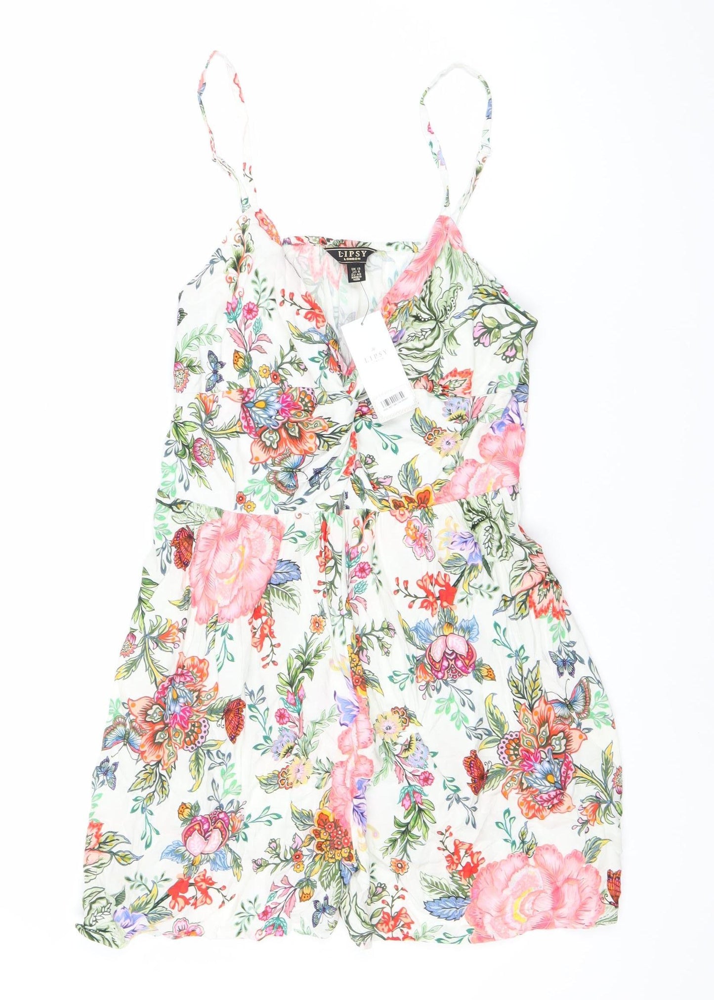 Lipsy Women Multicoloured Floral Viscose Size 12 Playsuit