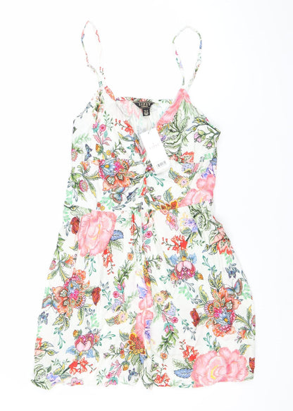 Lipsy Women Multicoloured Floral Viscose Size 12 Playsuit